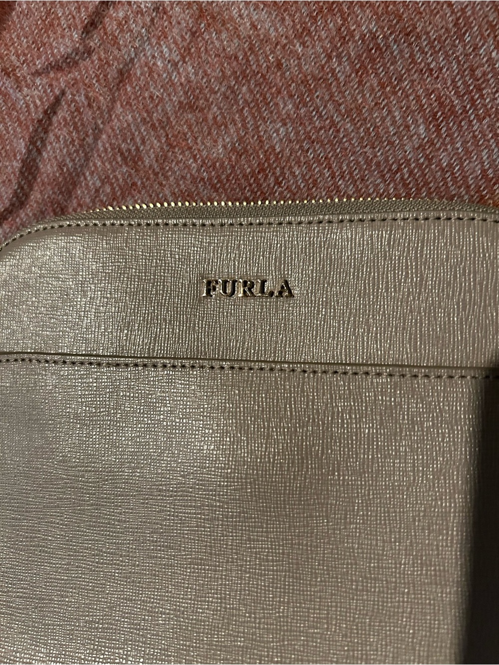 Furla taupe Crossbody Bag with Gold Hardware